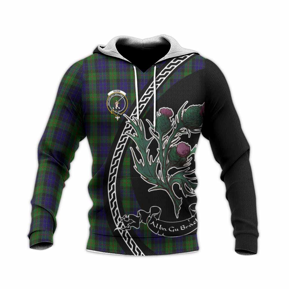 Gunn Family Crest Tartan Knitted Hoodie Alba Thistle Inspired - Tartan Vibes Clothing