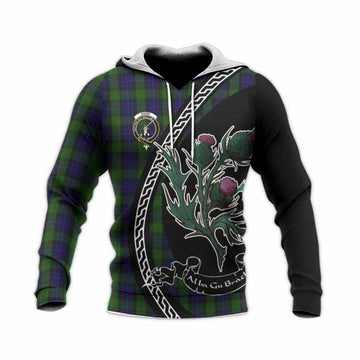 Gunn Family Crest Tartan Knitted Hoodie Alba Thistle Inspired