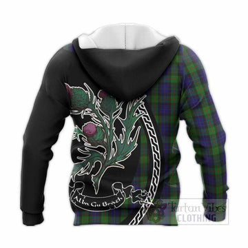 Gunn Family Crest Tartan Knitted Hoodie Alba Thistle Inspired
