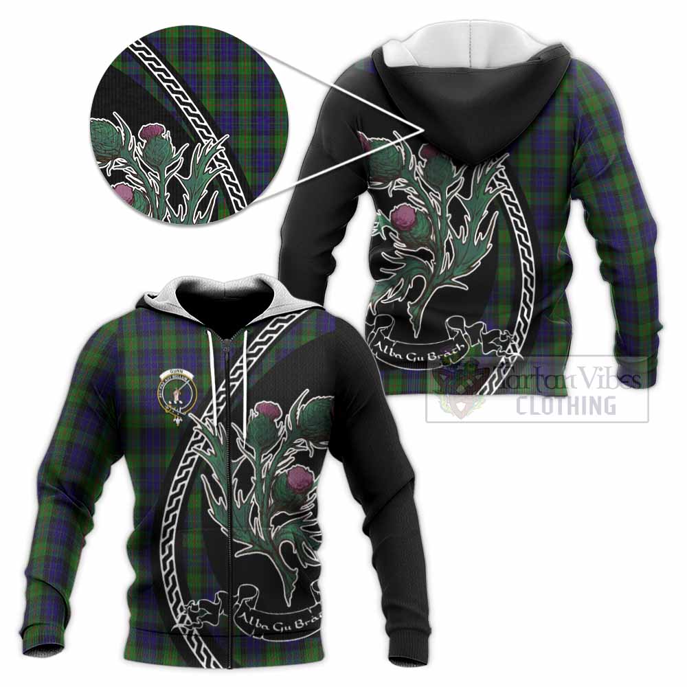 Gunn Family Crest Tartan Knitted Hoodie Alba Thistle Inspired - Tartan Vibes Clothing
