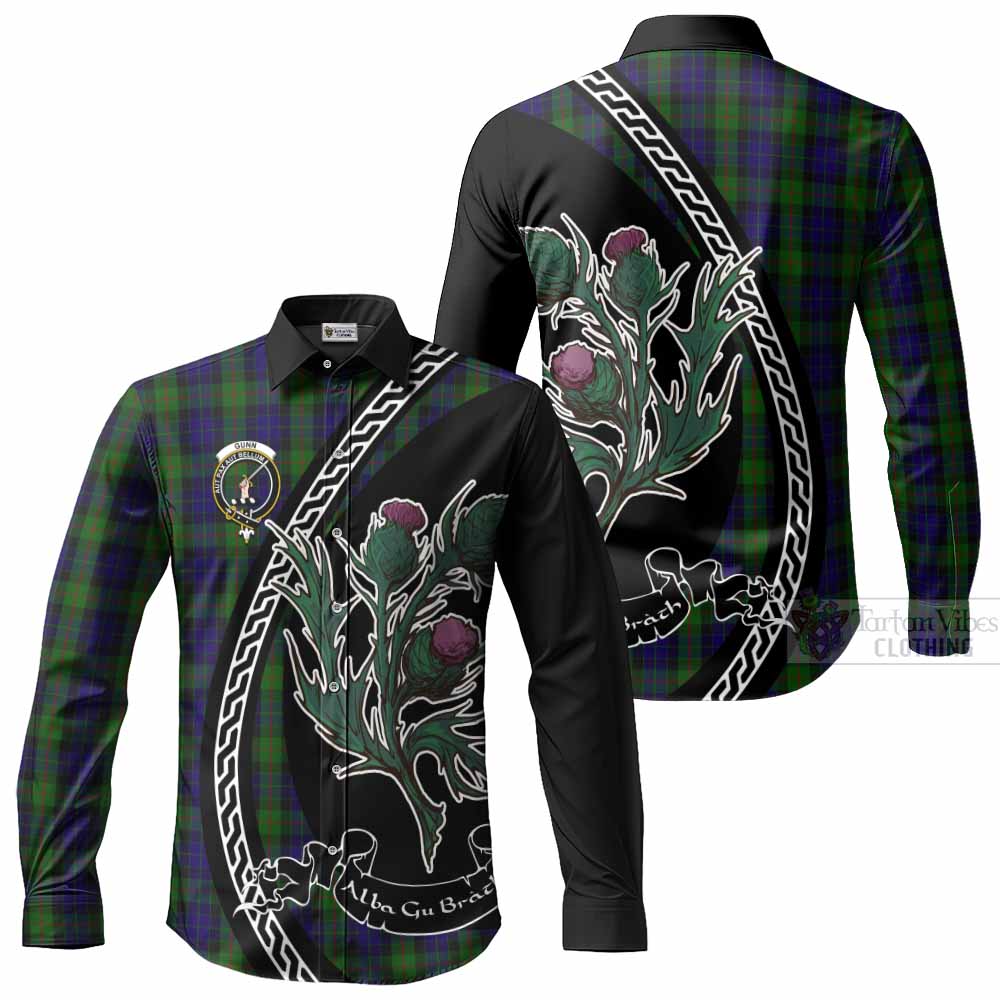 Gunn Family Crest Tartan Long Sleeve Button Shirts Alba Thistle Inspired - Tartan Vibes Clothing