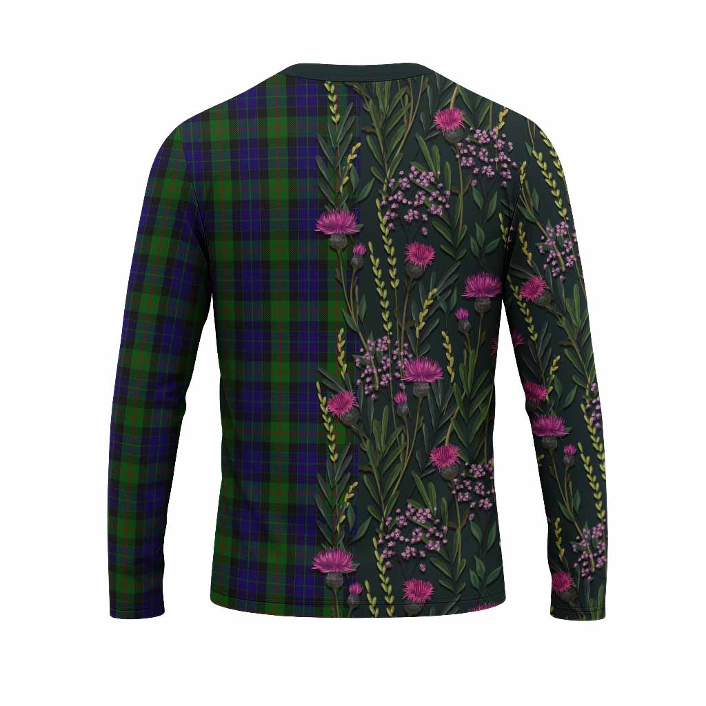 Gunn Family Crest Tartan Long Sleeve T-Shirt Scottish Thistle Flower Pattern Half Style - Tartan Vibes Clothing