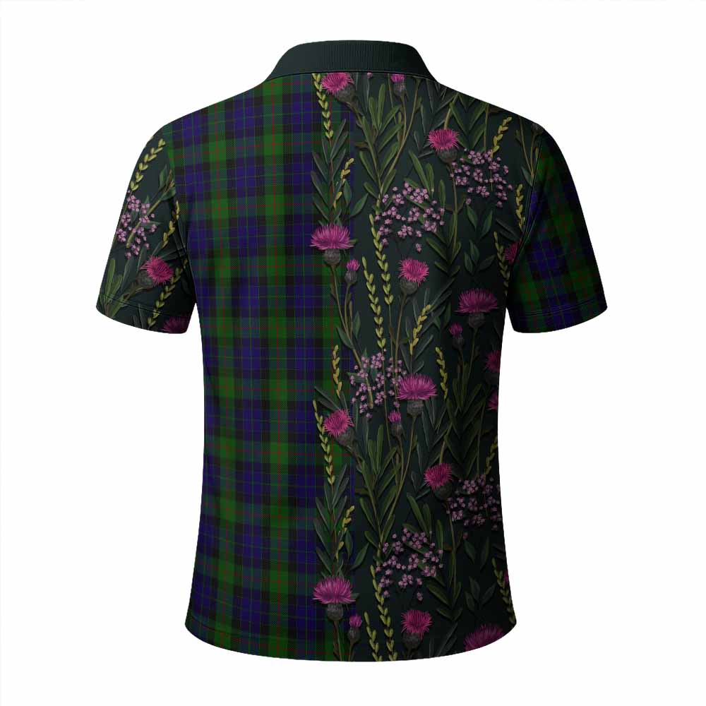 Gunn Family Crest Tartan Polo Shirt Scottish Thistle Flower Pattern Half Style - Tartan Vibes Clothing