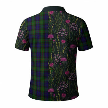 Gunn Family Crest Tartan Polo Shirt Scottish Thistle Flower Pattern Half Style
