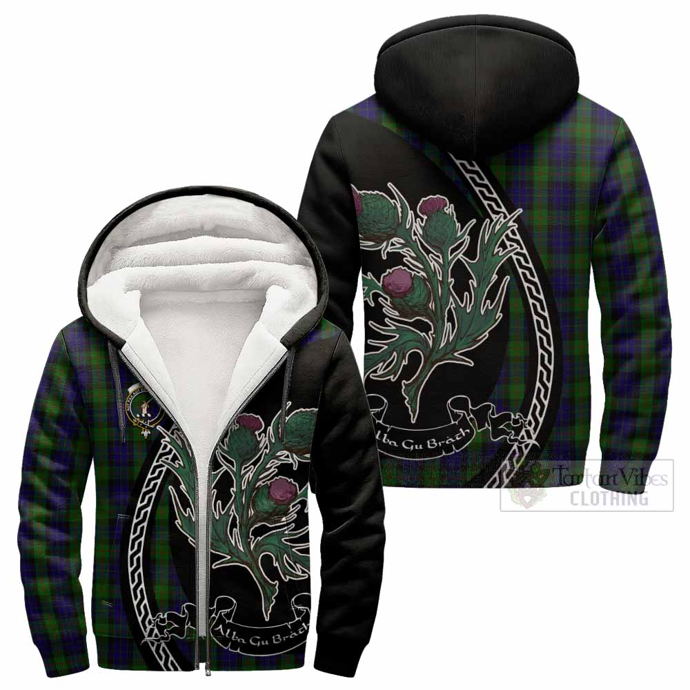 Gunn Family Crest Tartan Sherpa Hoodie Alba Thistle Inspired - Tartan Vibes Clothing