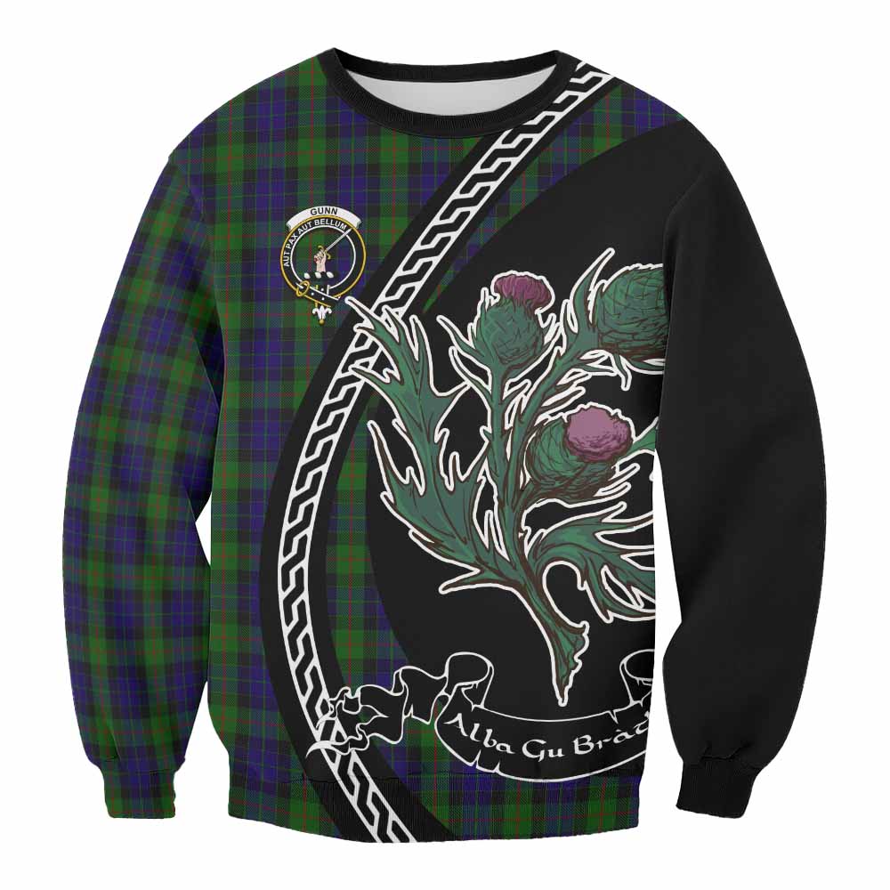 Gunn Family Crest Tartan Sweatshirt Alba Thistle Inspired - Tartan Vibes Clothing