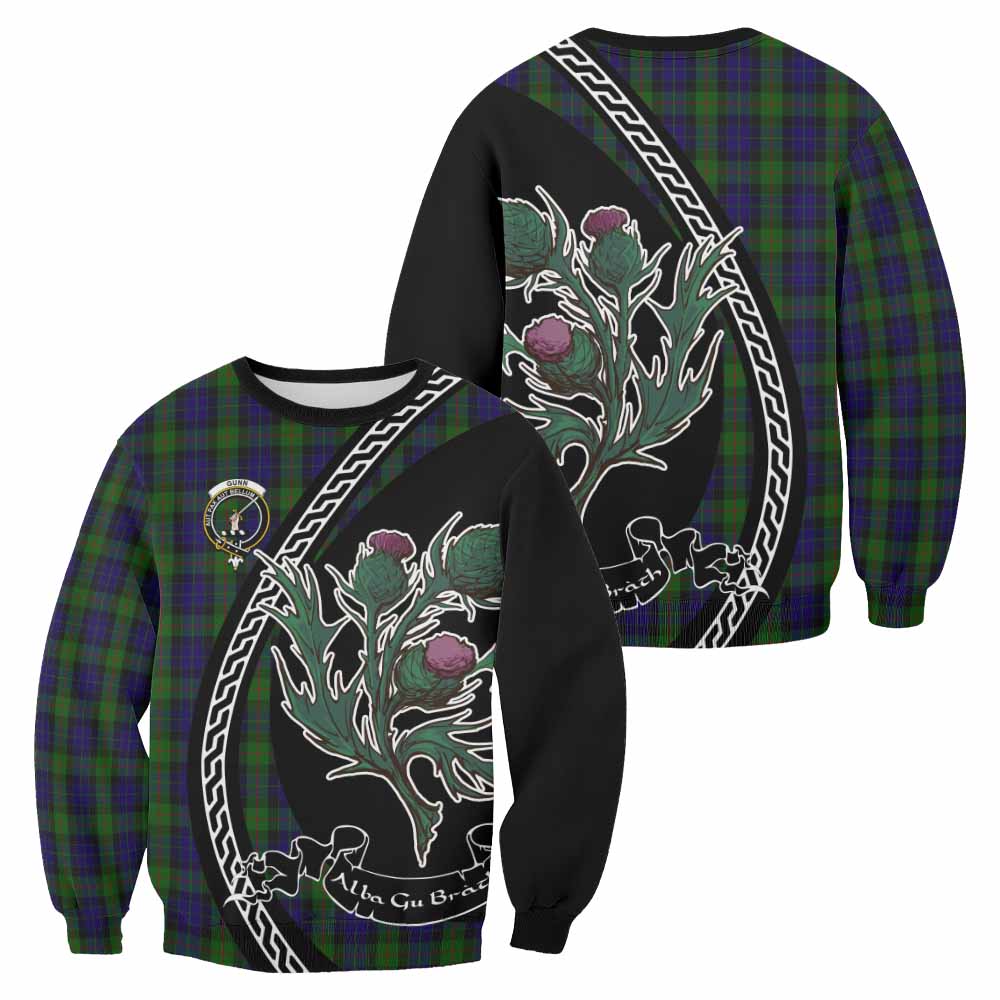 Gunn Family Crest Tartan Sweatshirt Alba Thistle Inspired - Tartan Vibes Clothing
