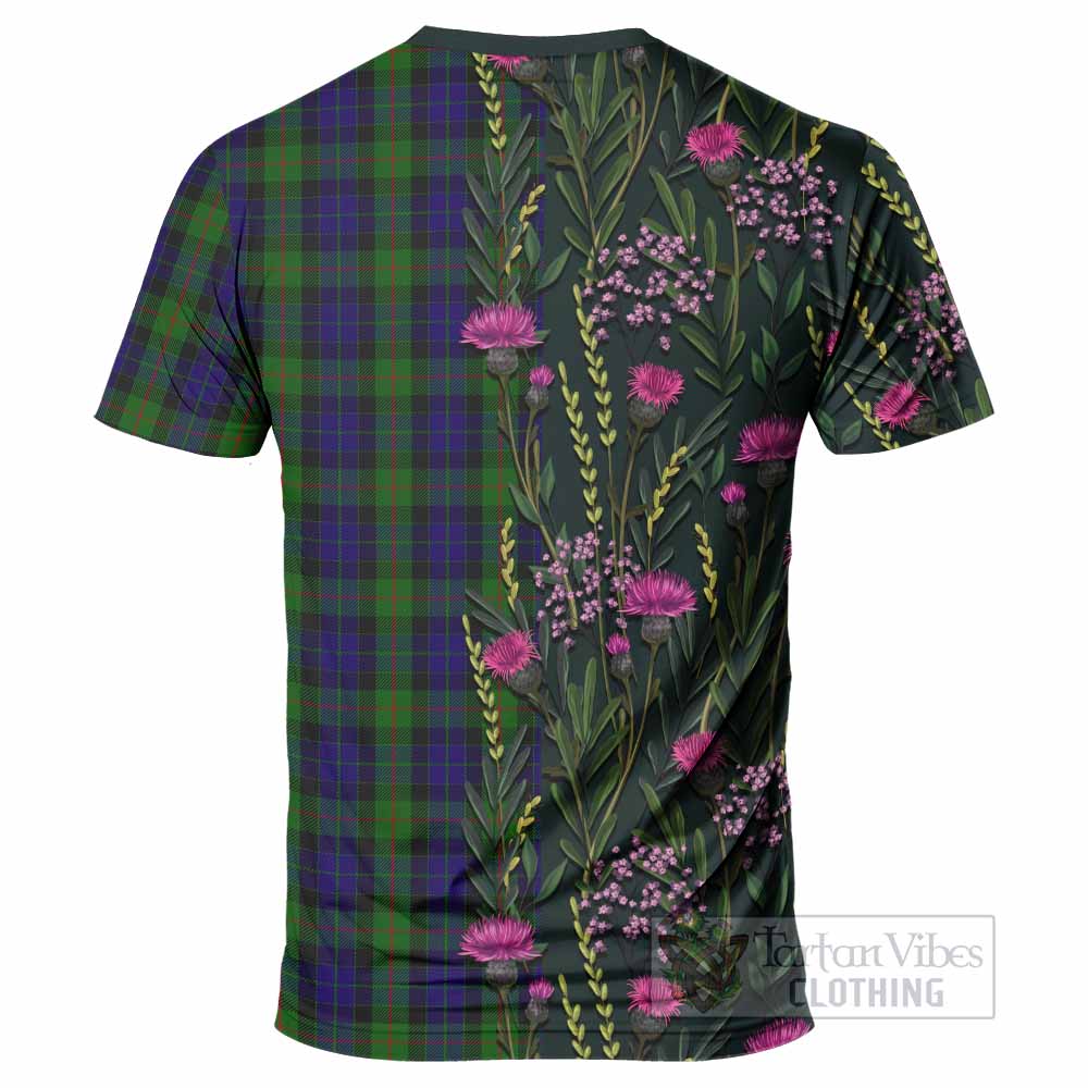 Gunn Family Crest Tartan T-Shirt Scottish Thistle Flower Pattern Half Style - Tartan Vibes Clothing
