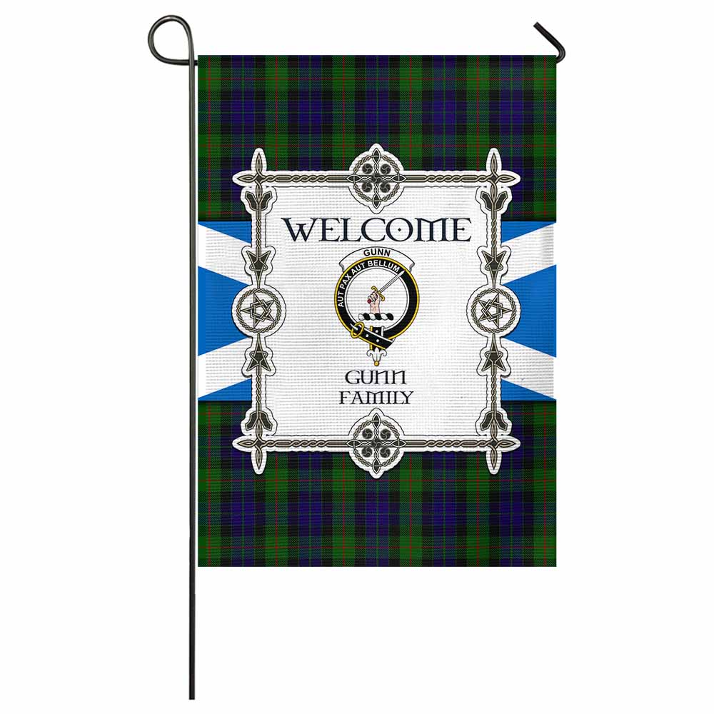 Gunn Family Crest Tartan Welcome Garden Flag Saltire Harmony Style - Tartan Vibes Clothing