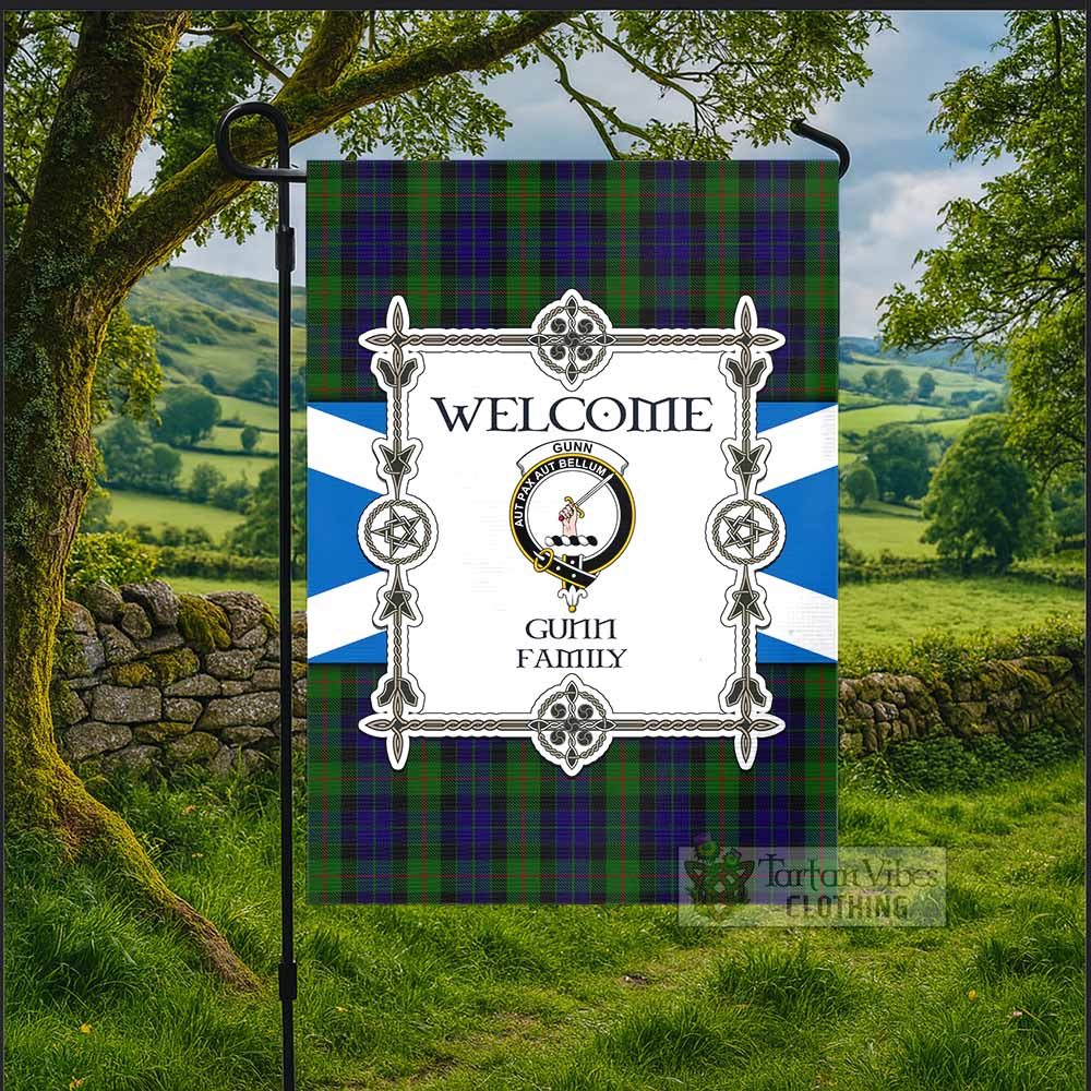 Gunn Family Crest Tartan Welcome Garden Flag Saltire Harmony Style - Tartan Vibes Clothing