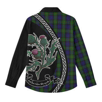 Gunn Family Crest Tartan Women Casual Shirt Alba Thistle Inspired