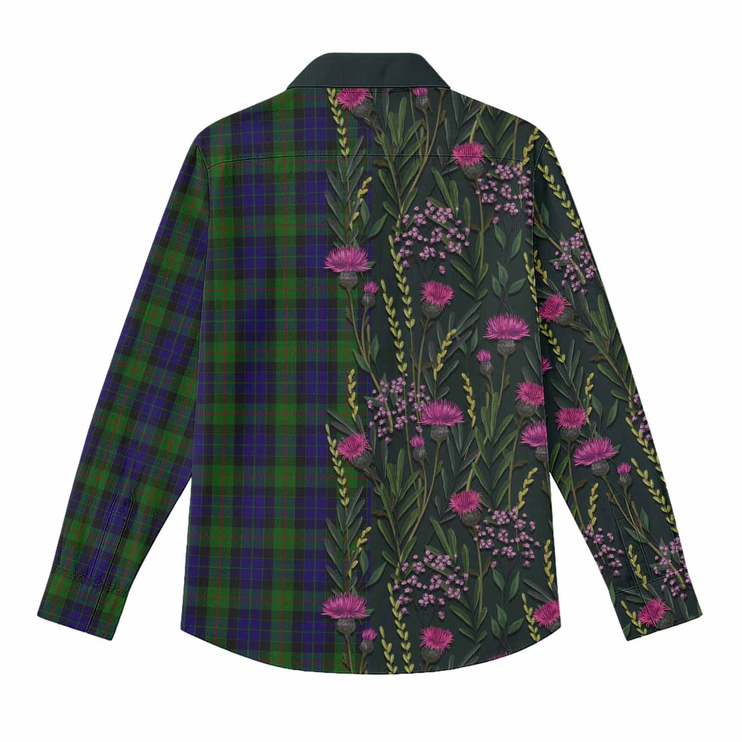 Gunn Family Crest Tartan Women Casual Shirt Scottish Thistle Flower Pattern Half Style - Tartan Vibes Clothing