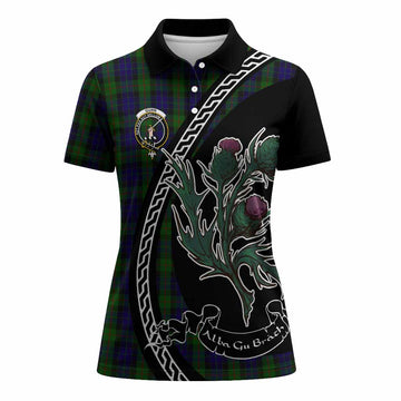 Gunn Family Crest Tartan Women Polo Shirt Alba Thistle Inspired