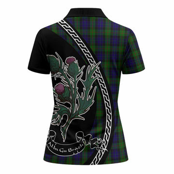Gunn Family Crest Tartan Women Polo Shirt Alba Thistle Inspired