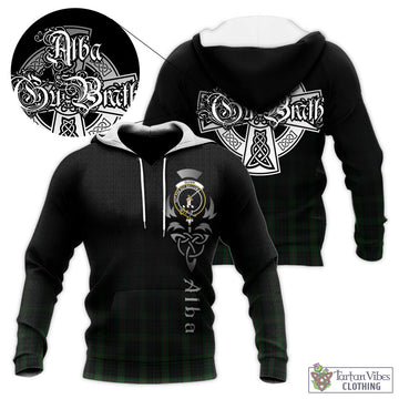 Gunn Logan Tartan Knitted Hoodie Featuring Alba Gu Brath Family Crest Celtic Inspired