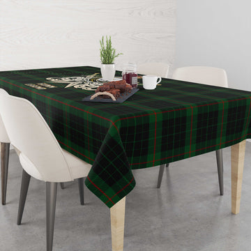 Gunn Logan Tartan Tablecloth with Clan Crest and the Golden Sword of Courageous Legacy