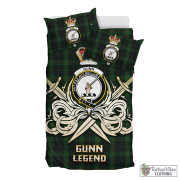 Gunn Logan Tartan Bedding Set with Clan Crest and the Golden Sword of Courageous Legacy
