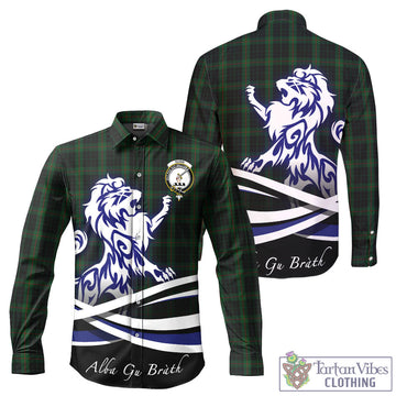 Gunn Logan Tartan Long Sleeve Button Up Shirt with Alba Gu Brath Regal Lion Emblem