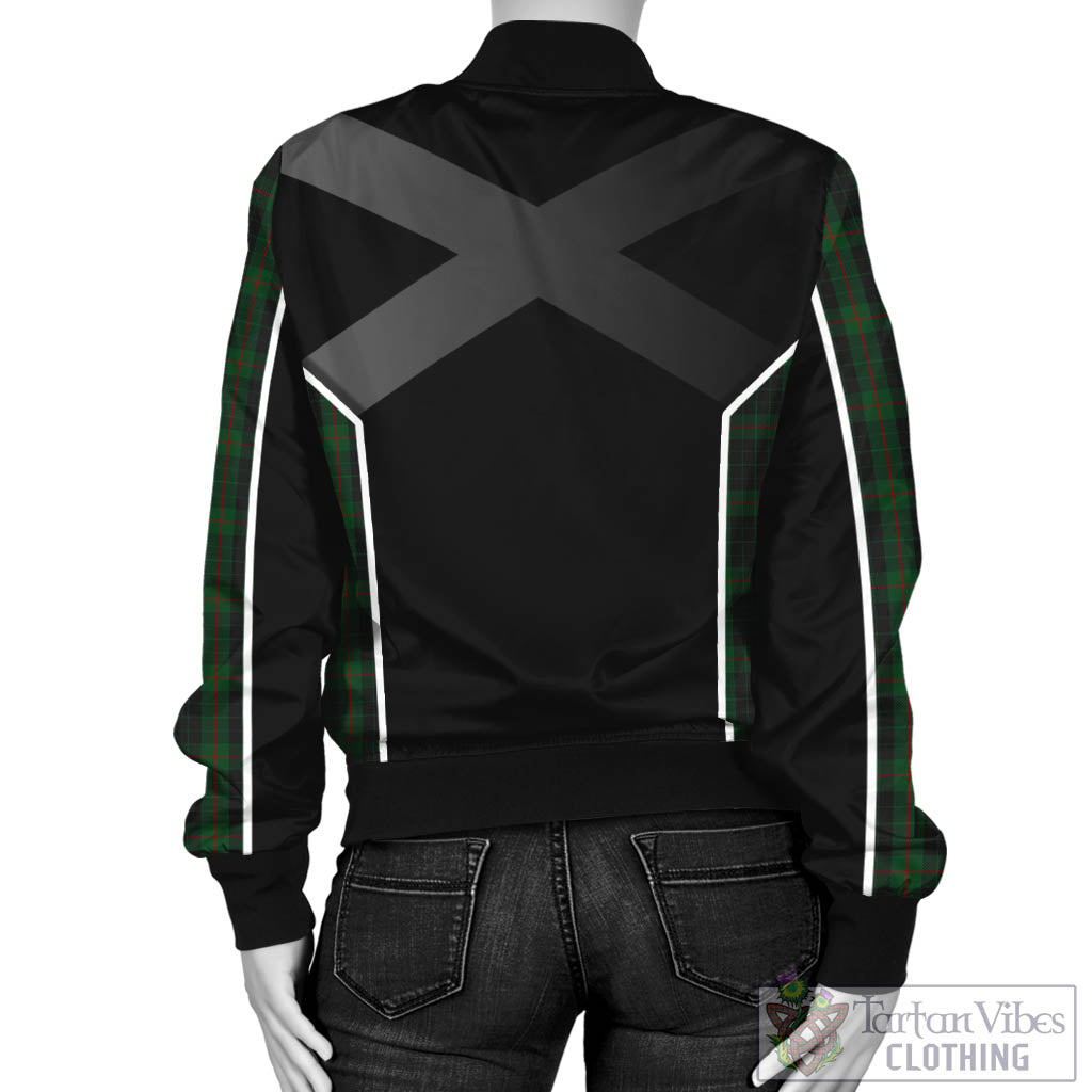 Tartan Vibes Clothing Gunn Logan Tartan Bomber Jacket with Family Crest and Scottish Thistle Vibes Sport Style
