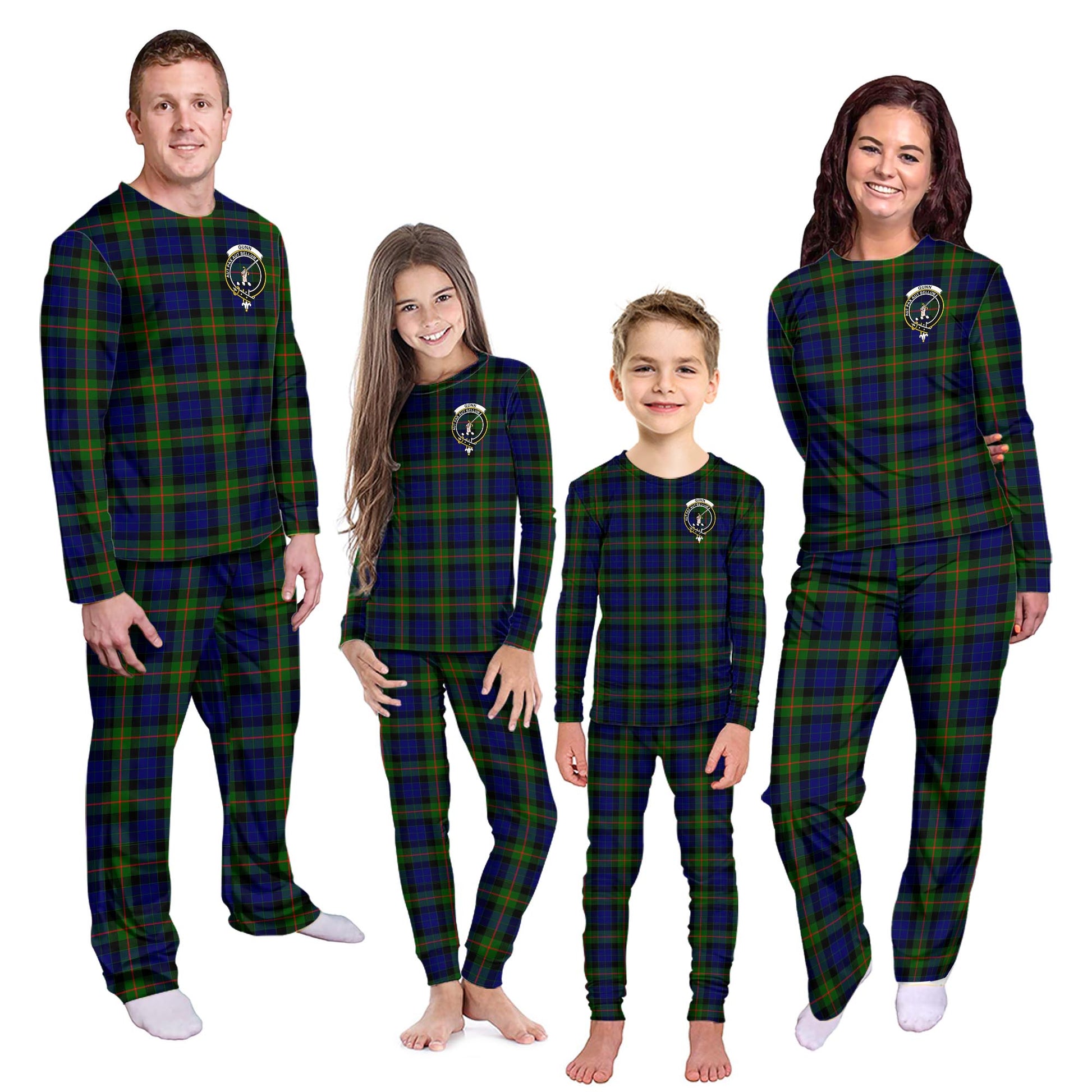 Gunn Modern Tartan Pajamas Family Set with Family Crest - Tartanvibesclothing