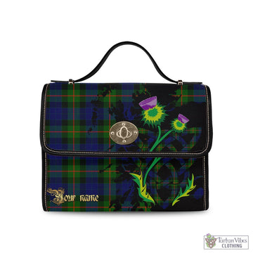 Gunn Modern Tartan Waterproof Canvas Bag with Scotland Map and Thistle Celtic Accents