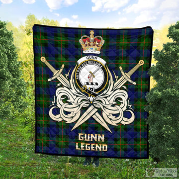 Gunn Modern Tartan Quilt with Clan Crest and the Golden Sword of Courageous Legacy
