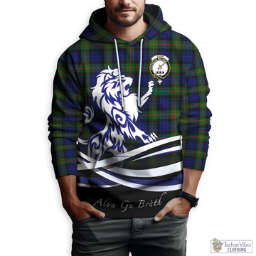 Gunn Modern Tartan Hoodie with Alba Gu Brath Regal Lion Emblem