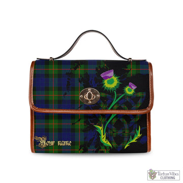 Gunn Modern Tartan Waterproof Canvas Bag with Scotland Map and Thistle Celtic Accents