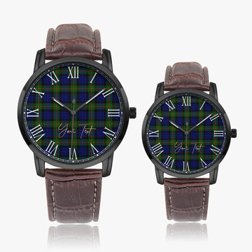 Gunn Modern Tartan Personalized Your Text Leather Trap Quartz Watch
