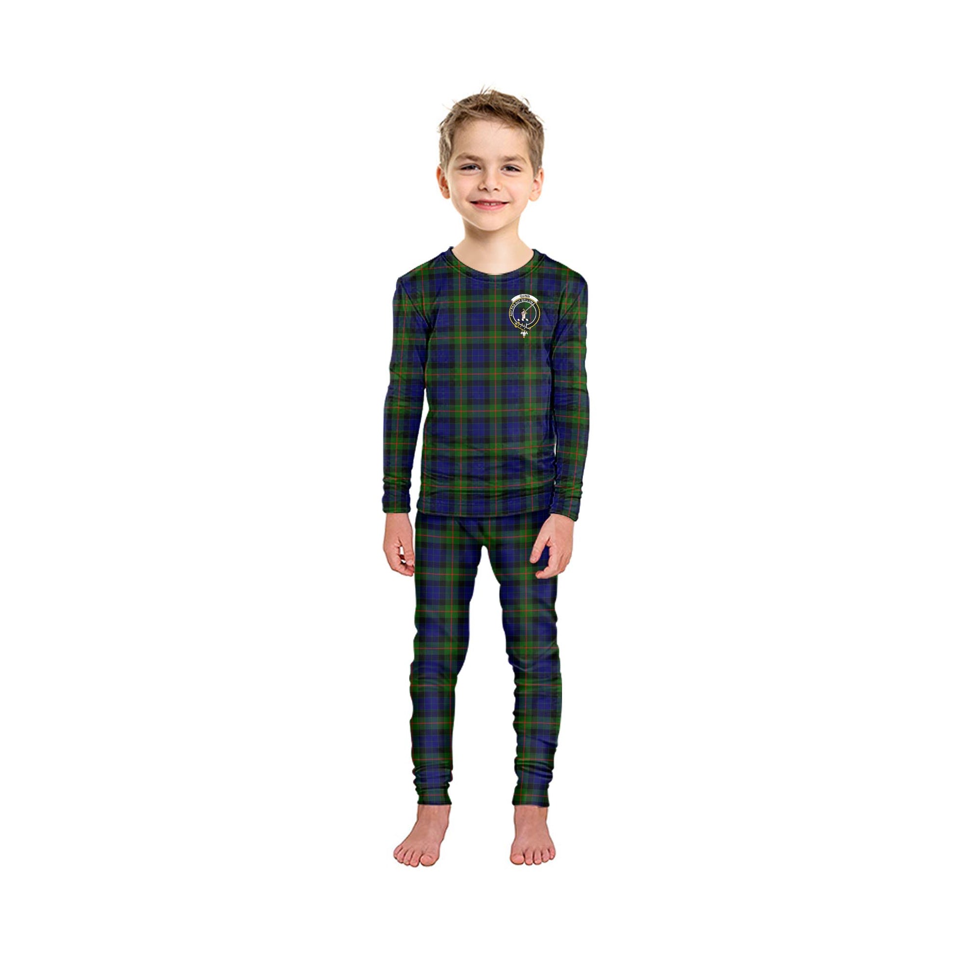 Gunn Modern Tartan Pajamas Family Set with Family Crest - Tartanvibesclothing