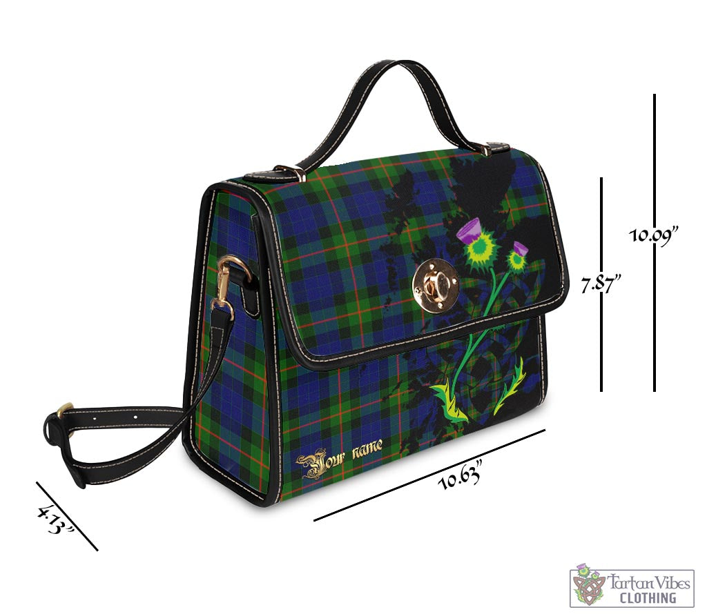 Tartan Vibes Clothing Gunn Modern Tartan Waterproof Canvas Bag with Scotland Map and Thistle Celtic Accents