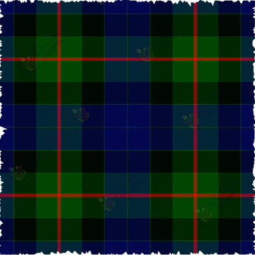 Gunn Modern Tartan Plaid pattern with green, blue, and red colors on a checkered background