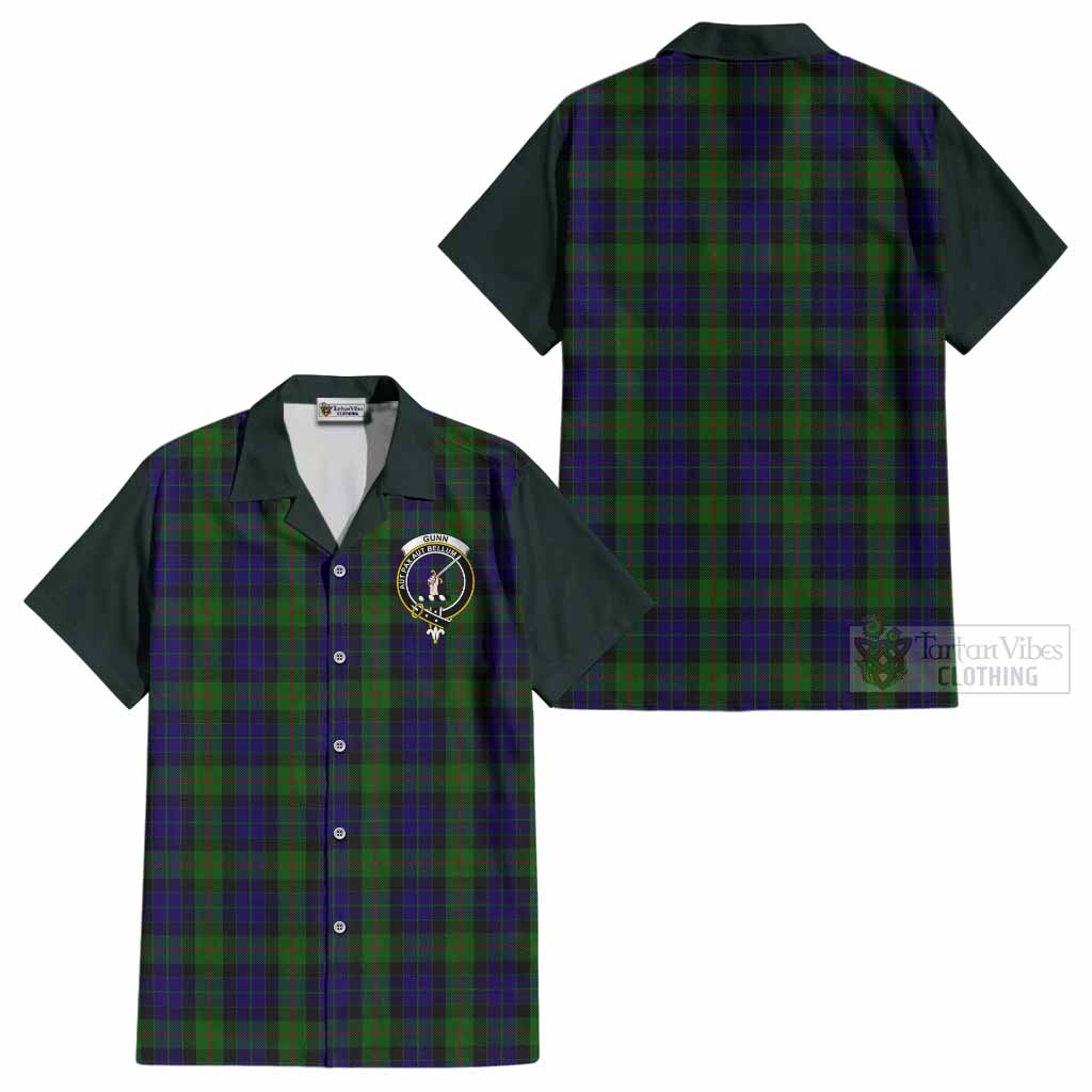 Gunn Tartan Accent Cotton Hawaiian Shirt with Family Crest