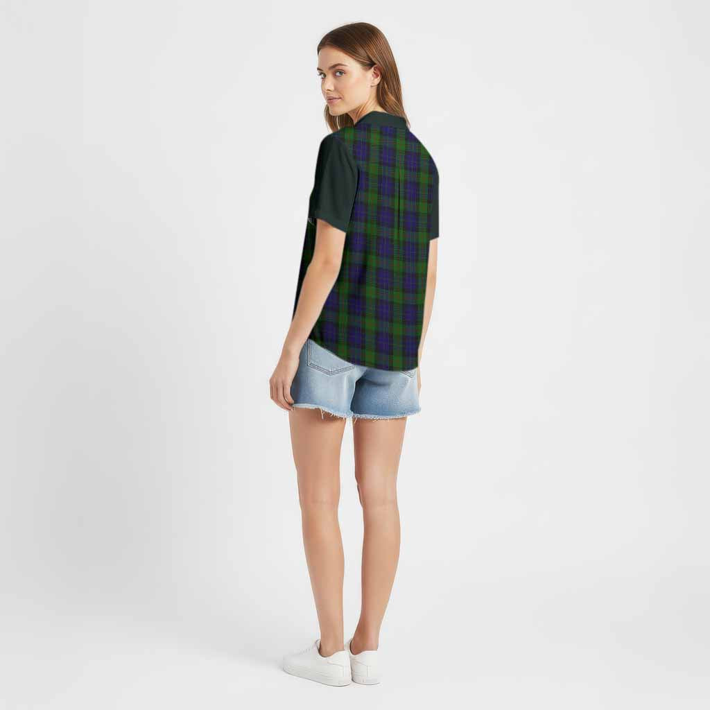 Gunn Tartan Accent Cotton Hawaiian Shirt with Family Crest