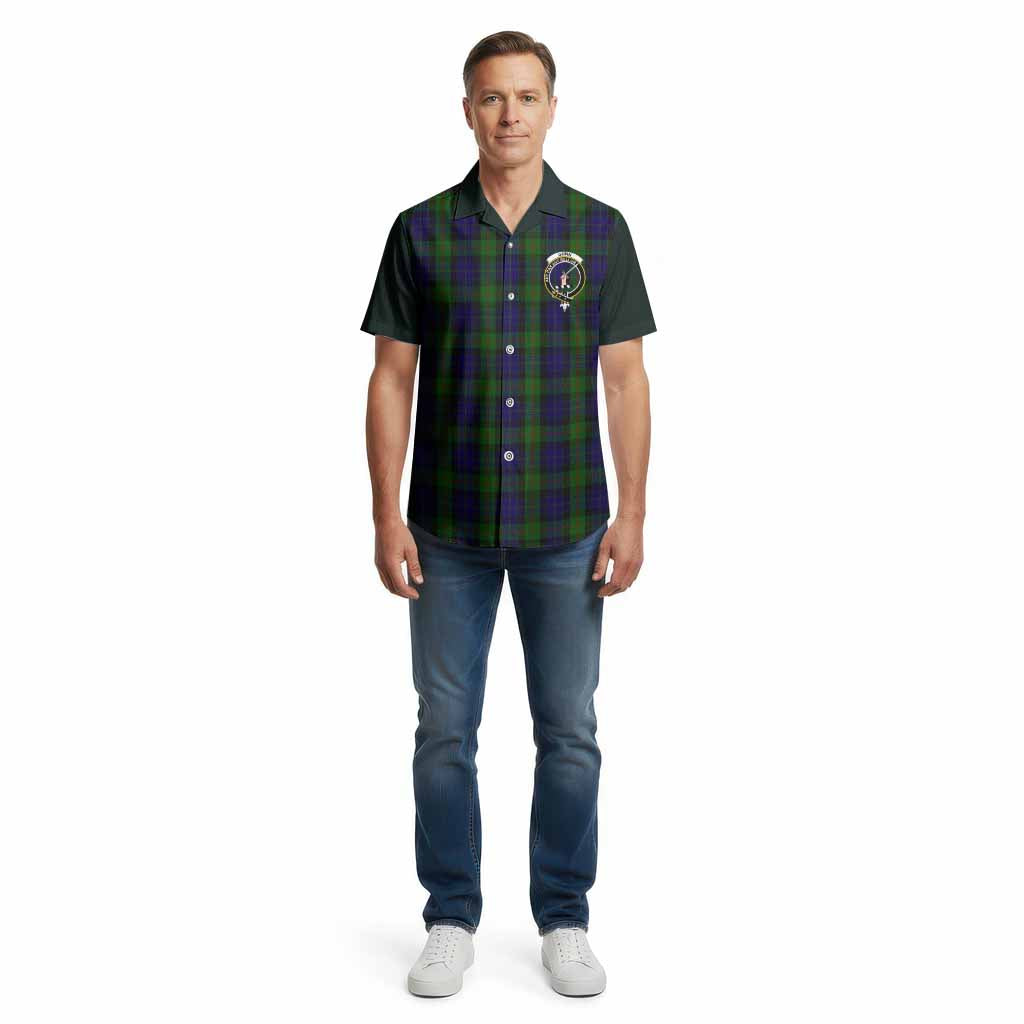 Gunn Tartan Accent Cotton Hawaiian Shirt with Family Crest
