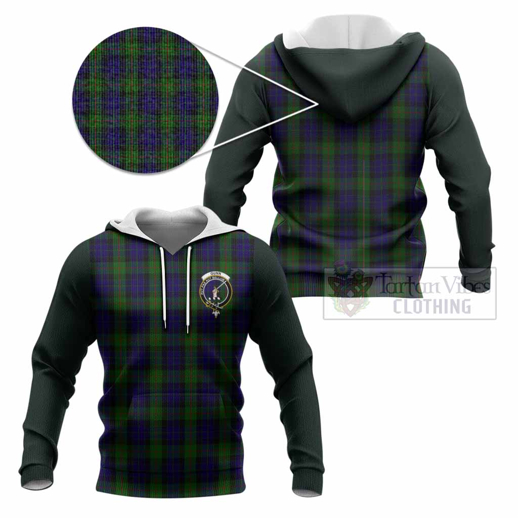 Gunn Tartan Accent Knitted Hoodie with Family Crest