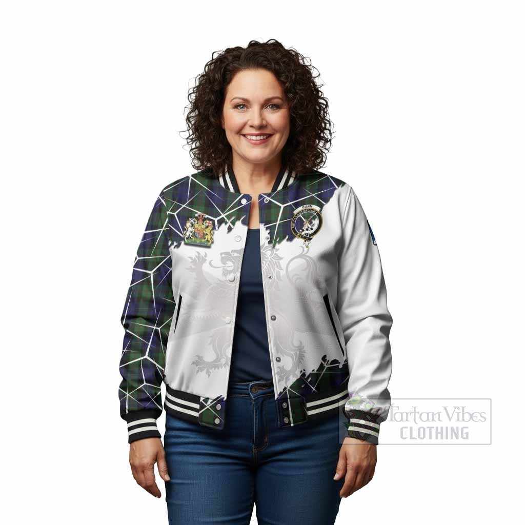 Gunn Tartan Baseball Jacket with Family Crest and Lion Rampant Grunge Style