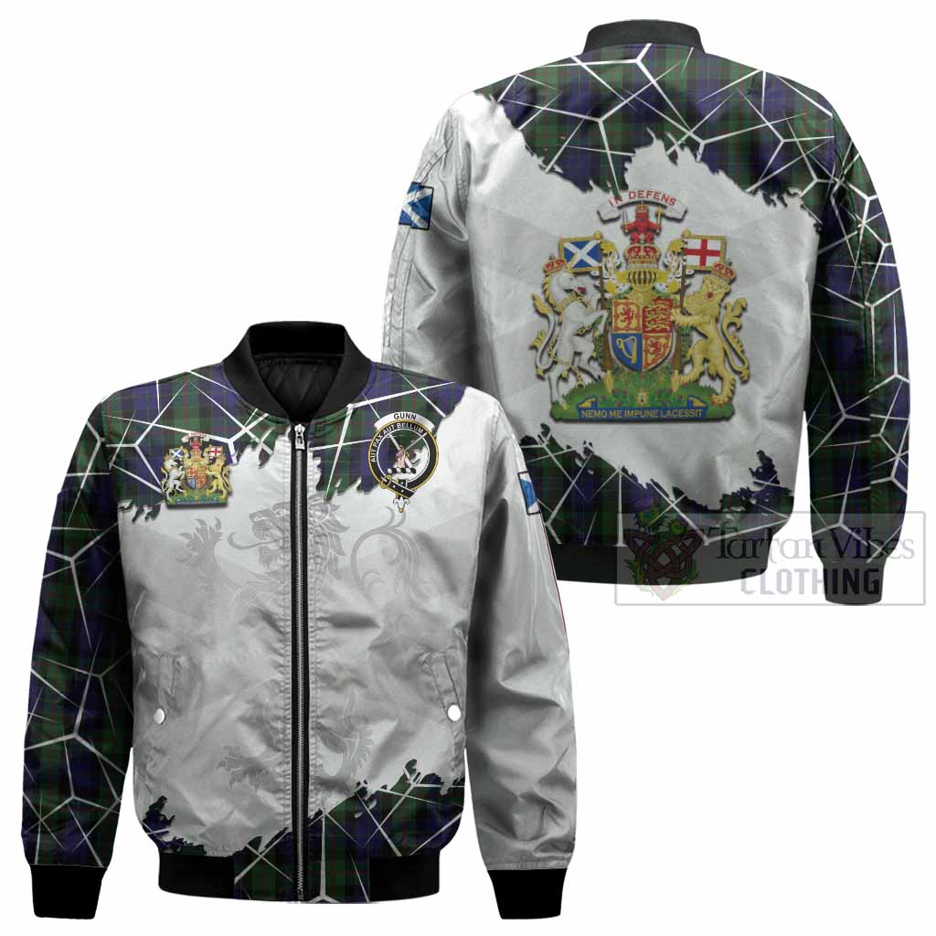 Gunn Tartan Bomber Jacket with Family Crest and Lion Rampant Grunge Style