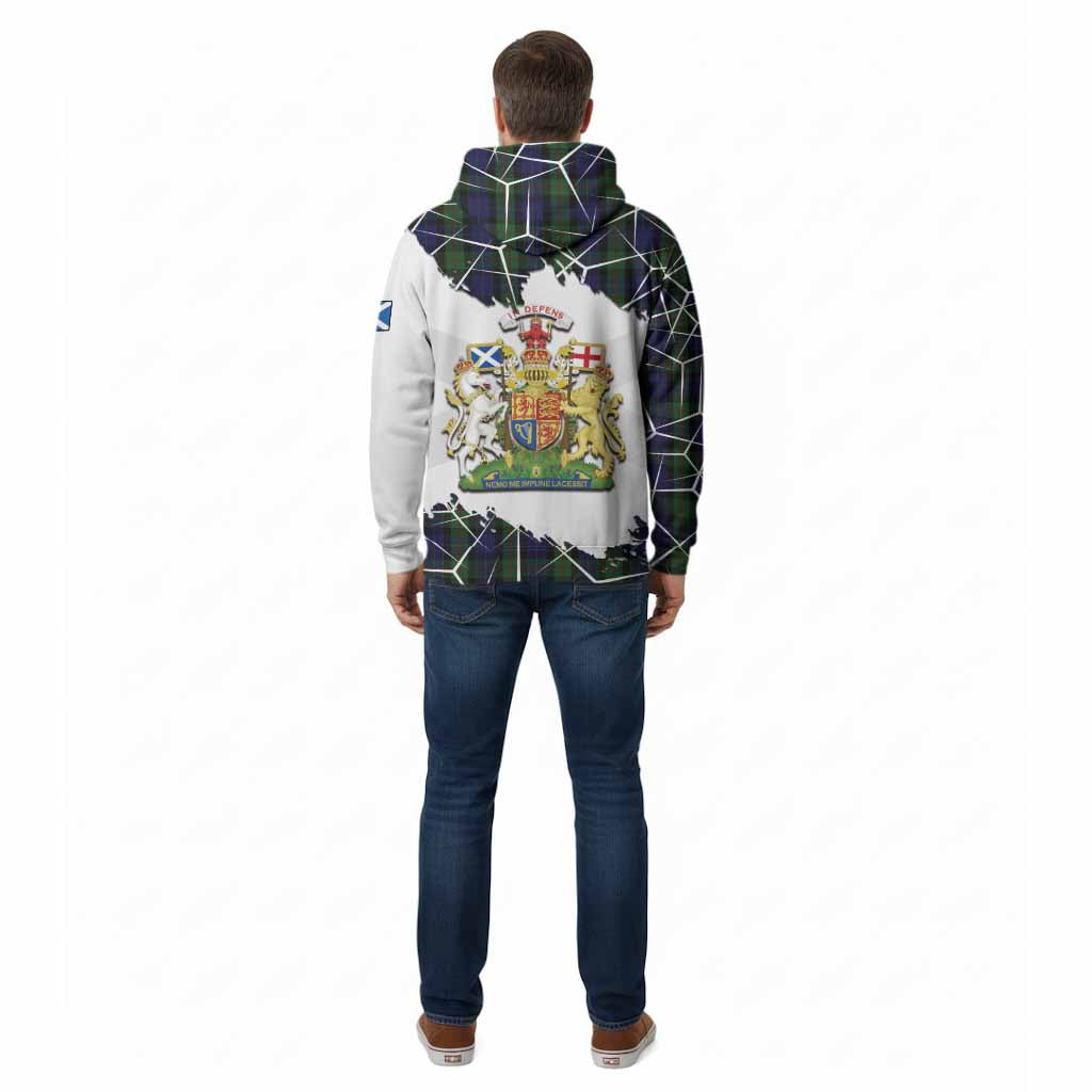 Gunn Tartan Cotton Hoodie with Family Crest and Lion Rampant Grunge Style