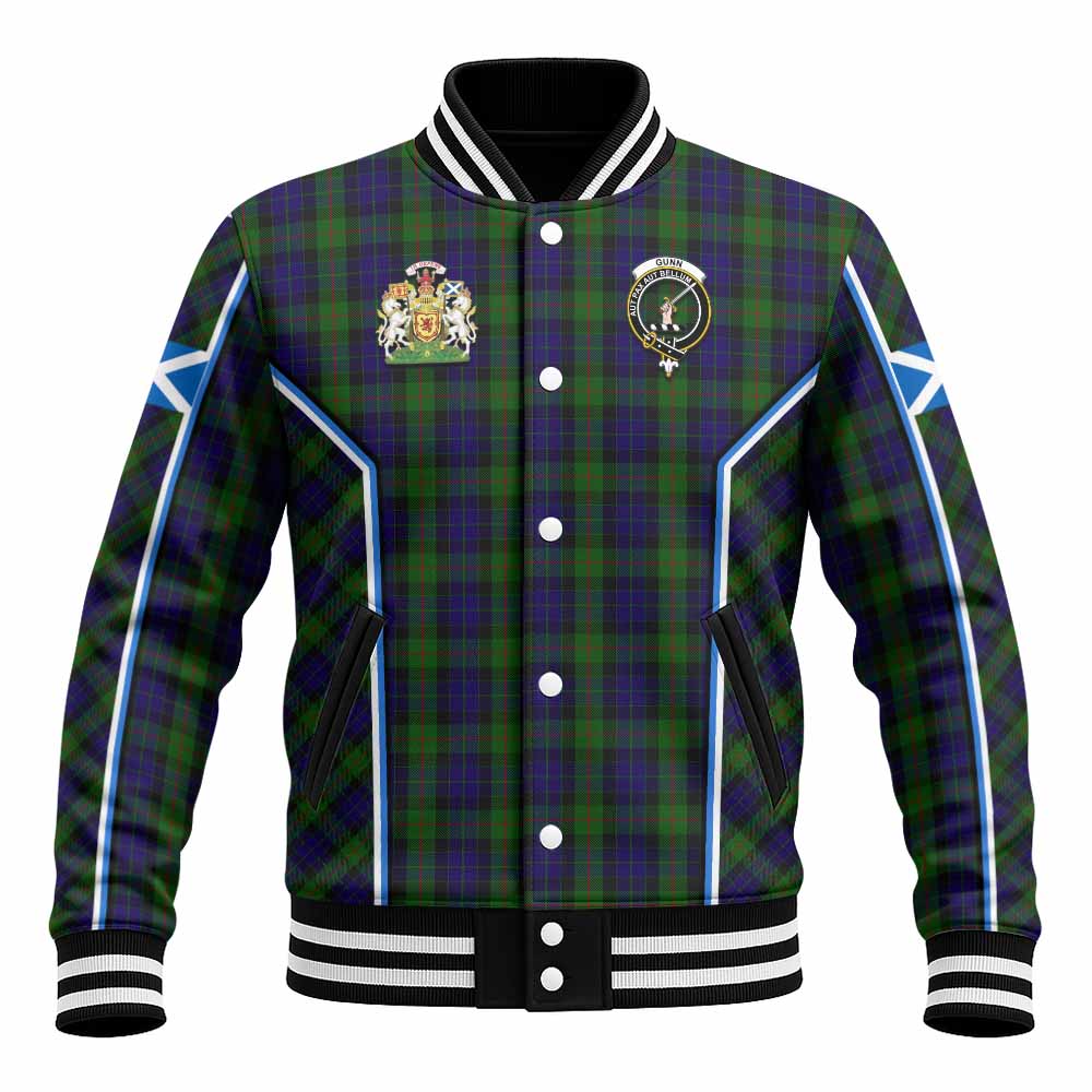 Gunn Tartan Crest Baseball Jacket Scotland Coat of Arm Flag Style - Tartan Vibes Clothing