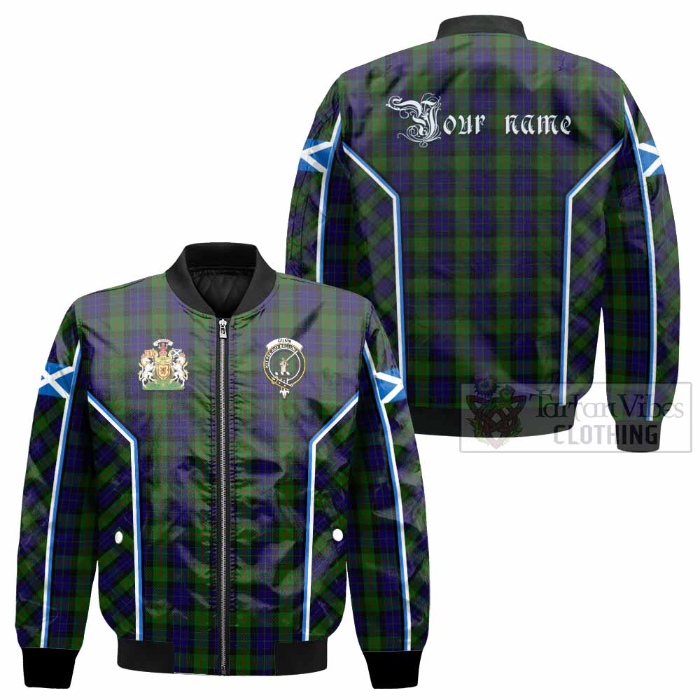 Gunn Tartan Crest Bomber Jacket Scotland Coat of Arm Flag Style - Tartan Vibes Clothing