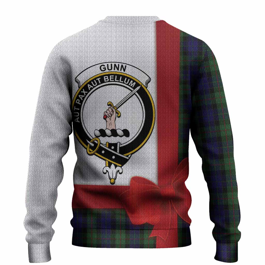 Gunn Tartan Crest Christmas Christmas Ugly Sweater Highland Cow Bagpipes Coquette Bow Style