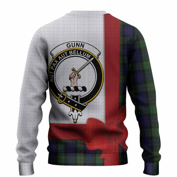Gunn Tartan Crest Christmas Christmas Ugly Sweater Highland Cow Bagpipes Coquette Bow Style