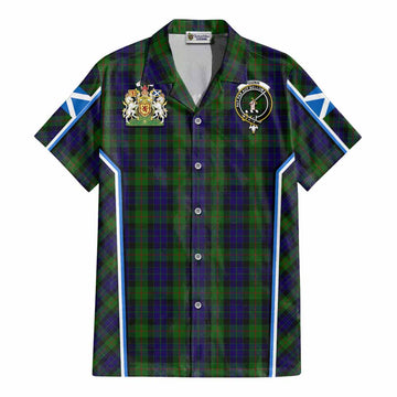 Gunn Tartan Crest Cotton Hawaiian Shirt Scotland Coat of Arm Flag Style - Tartan Vibes Clothing