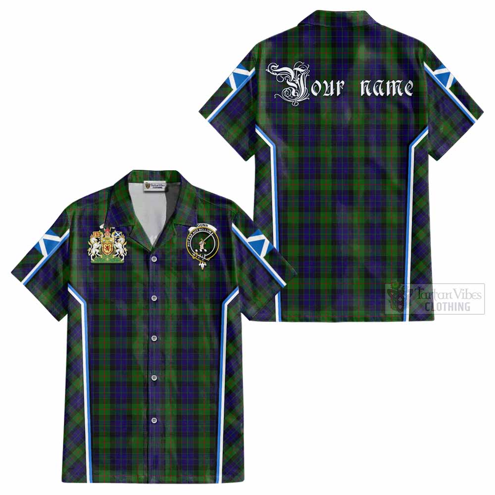 Gunn Tartan Crest Cotton Hawaiian Shirt Scotland Coat of Arm Flag Style - Tartan Vibes Clothing