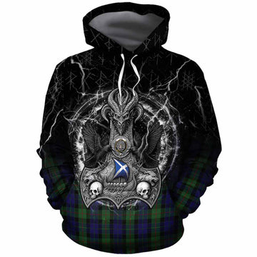 Gunn Tartan Crest Cotton Hoodie Celtic Odin's Raven Legacy