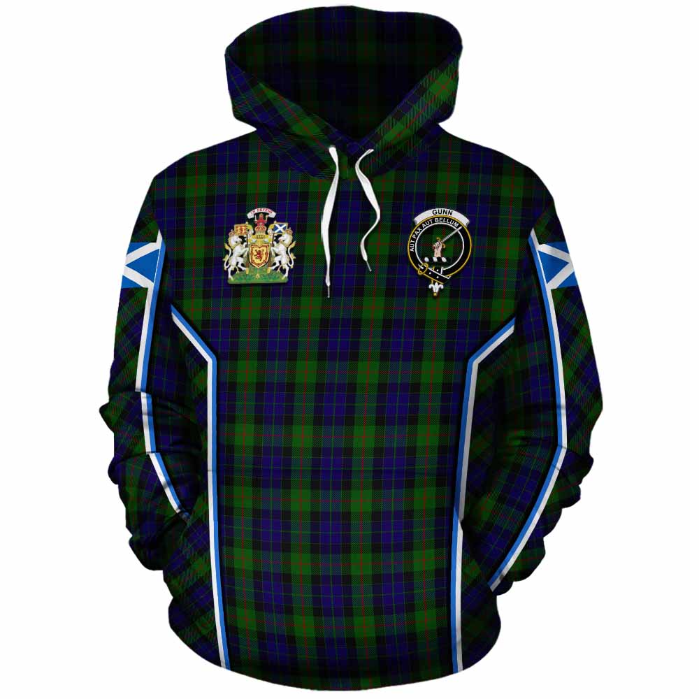 Gunn Tartan Crest Cotton Hoodie Scotland Coat of Arm Flag Style - Tartan Vibes Clothing