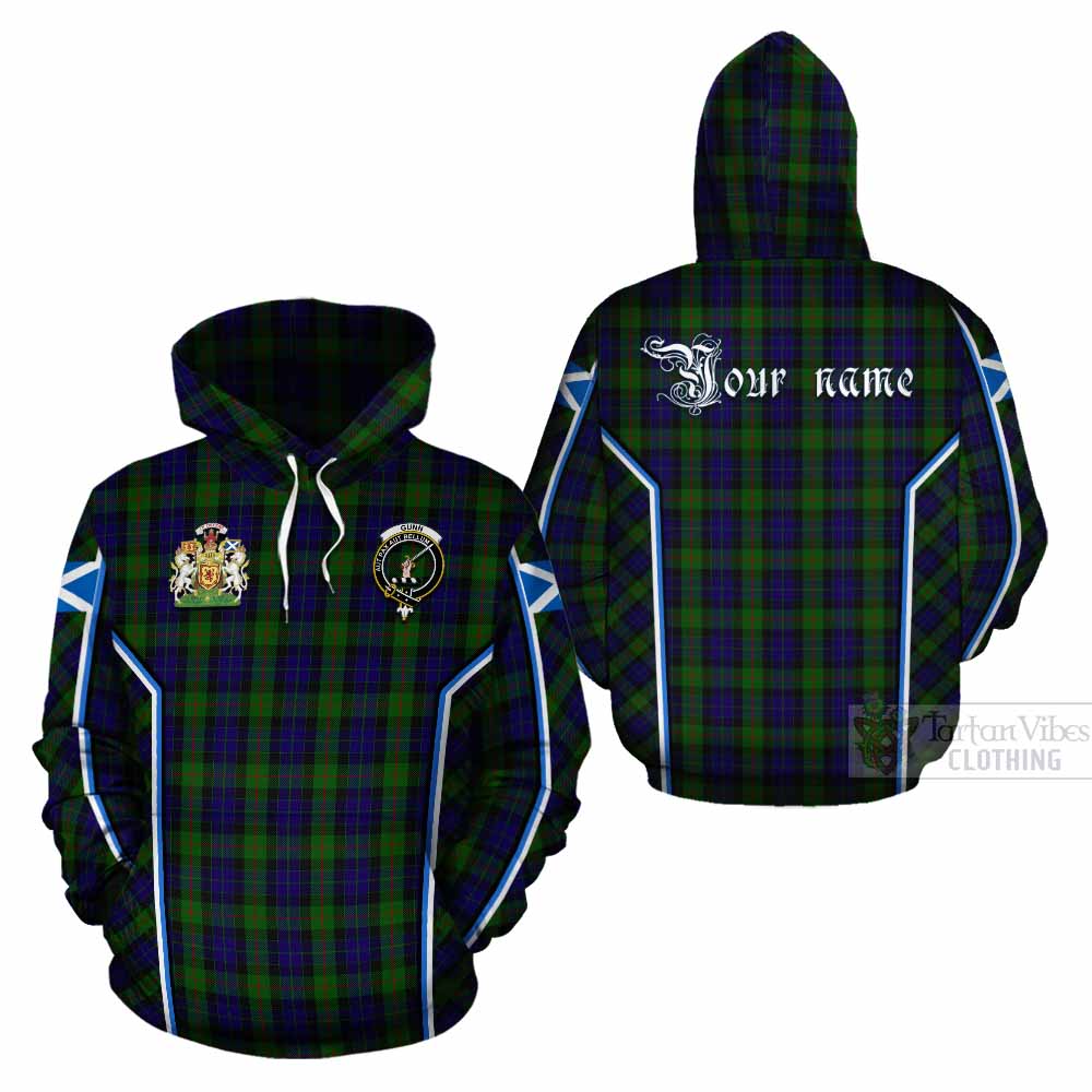 Gunn Tartan Crest Cotton Hoodie Scotland Coat of Arm Flag Style - Tartan Vibes Clothing