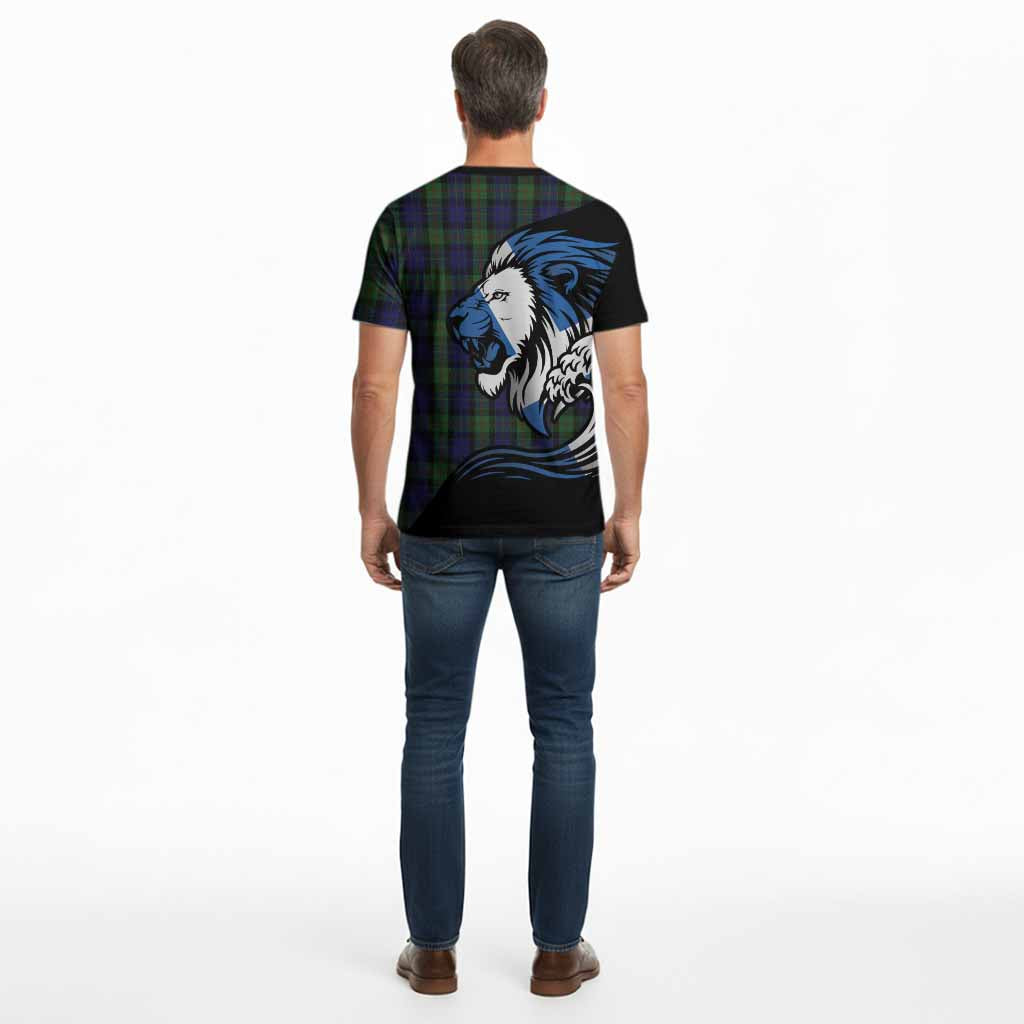 Gunn Tartan Crest Cotton T-shirt Scottish Golden Lions Wave Flow