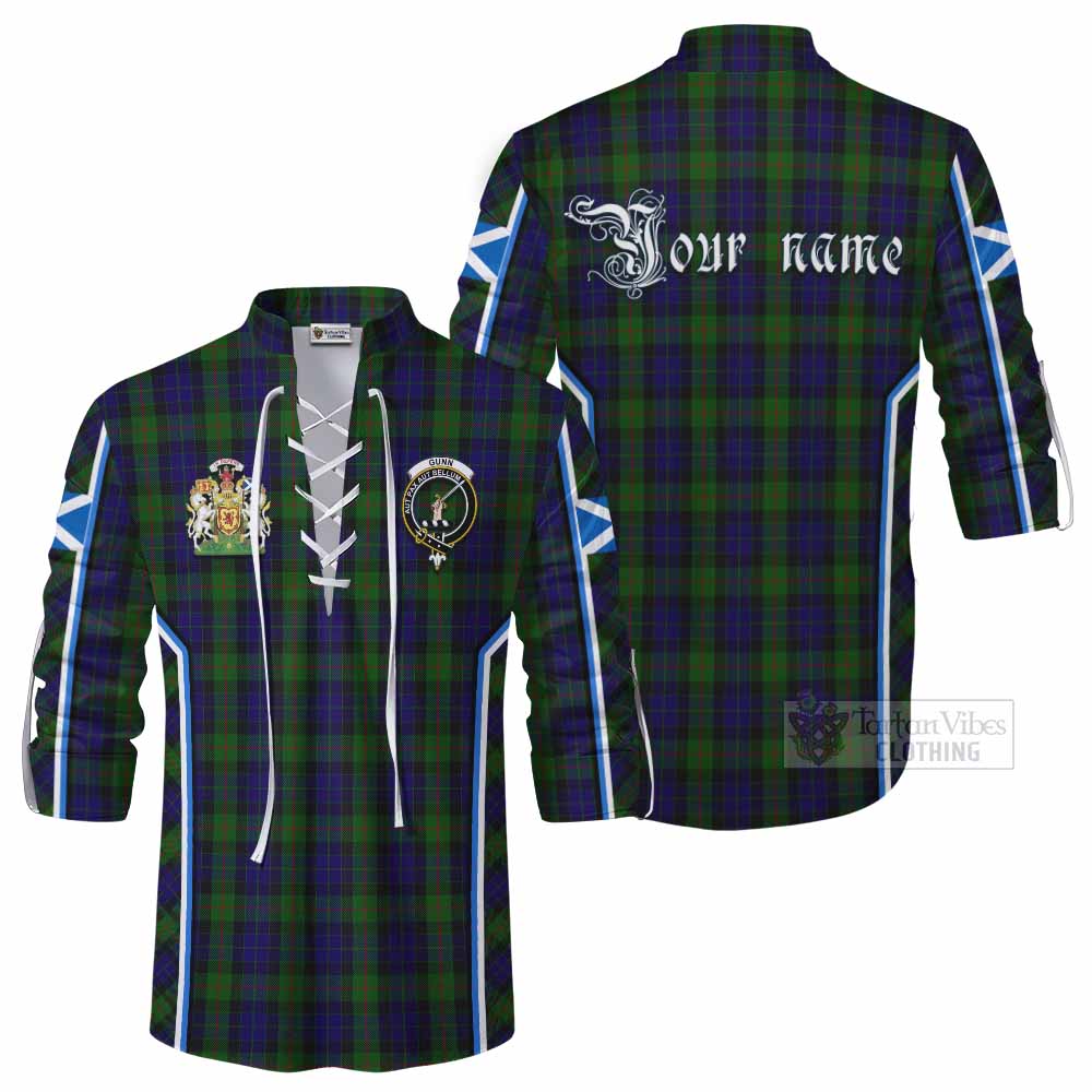 Gunn Tartan Crest Ghillie Kilt Shirt Scotland Coat of Arm Flag Style - Tartan Vibes Clothing